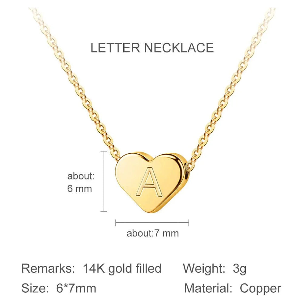 Heart Initial Necklace for Women - 14K Gold Filled Heart Initial Necklace for Women