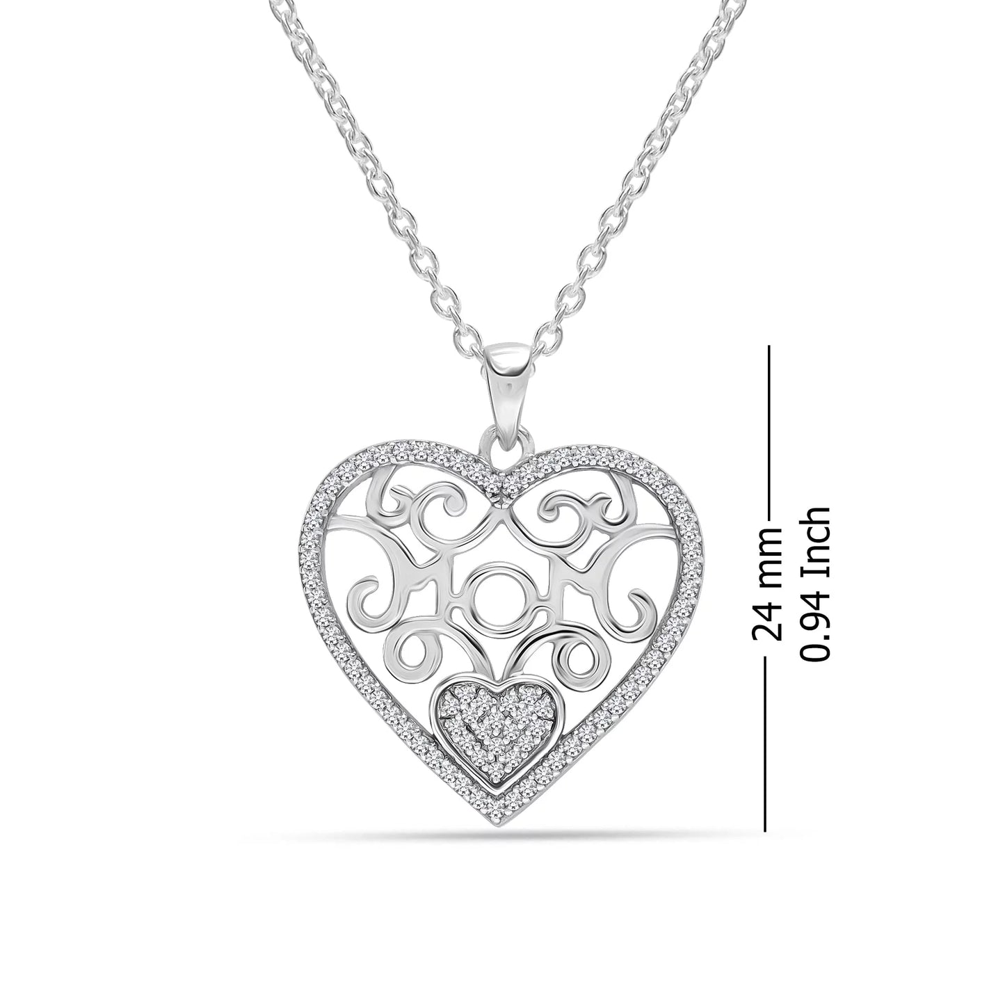 925 Sterling Silver Jewelry Dainty Two-Tone Heart Pendant Necklace with Cable Chain for Teen Women 18+2" Inch