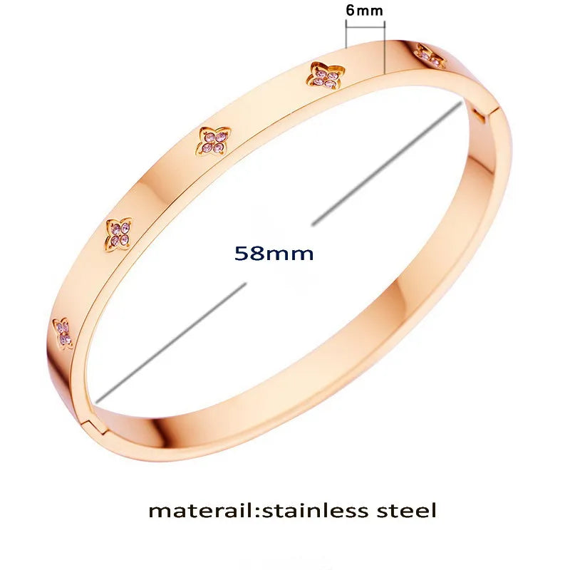 Waterproof Luxury Colorful Cubic Zirconia Bangles Stainless Steel Open Bracelet Bangle 18K Plated Fashion Jewelry Women